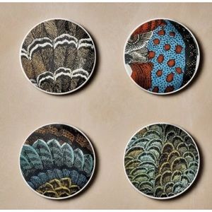 John Derian Target Turkey Earthenware Coaster Set Of 4 Fall Autumn Thanksgiving